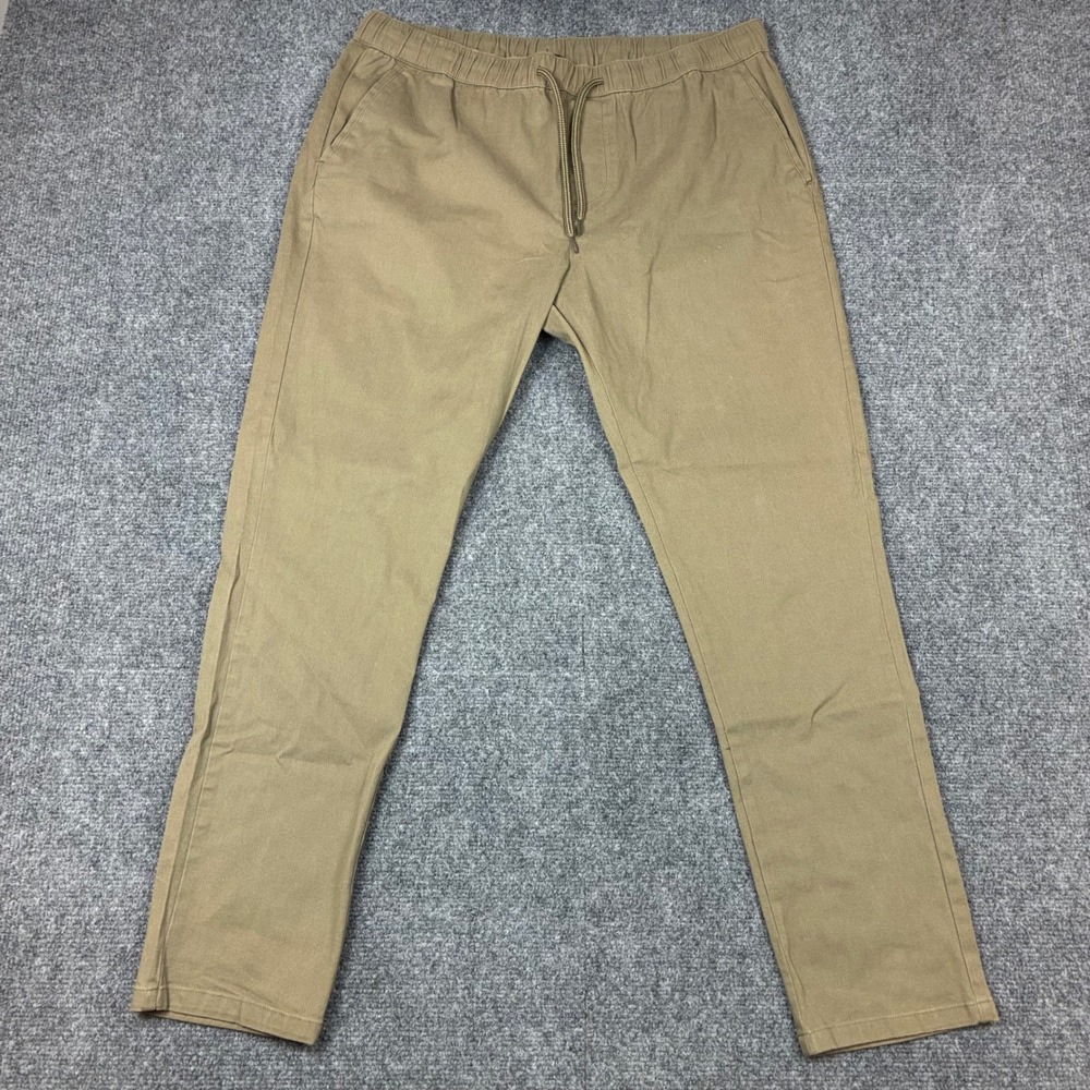 ASOS DESIGN Mens Size Large 34x28 Khaki Tan Elastic Waist Drawstring Chino Pants